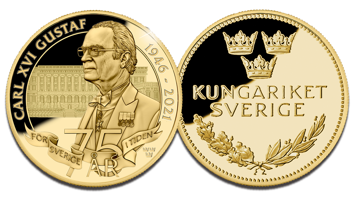 Carl XVI Gustaf 75år guldmedalj_18mm Carl XVI Gustaf 75år guldmedalj_18mm